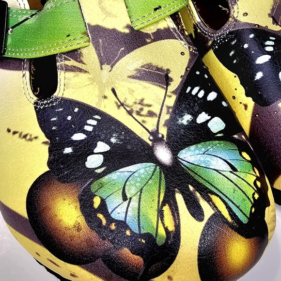 Calceo Butterfly Clogs Cork Comfort Vegan Leather - Picture 2 of 7